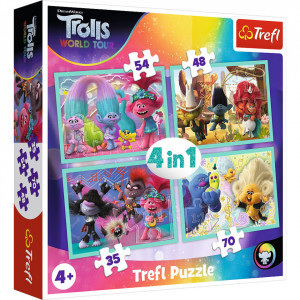 Puzzle Trefl 4 in 1, Trolls World Tour
