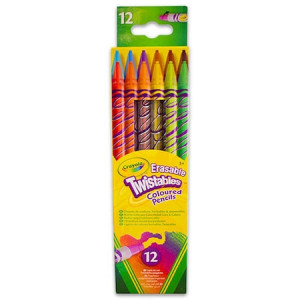 Set 12 Creioane colorate, Crayola, cu capete insurubabile si radiera