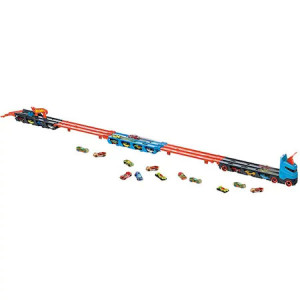 Camion si pista de masinute Hot Wheels-Speedway Hauler cu trailer si 3 masinute