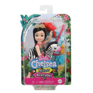 Papusa Mattel Barbie Chelsea cu 6 accesorii, par negru