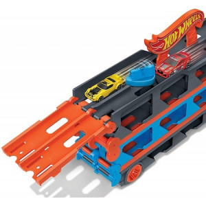 Camion si pista de masinute Hot Wheels-Speedway Hauler cu trailer si 3 masinute