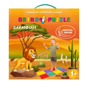 Covor ortopedic pentru copii Savanna, Ortho Puzzle, PVC, multicolor, 100 x 50 cm
