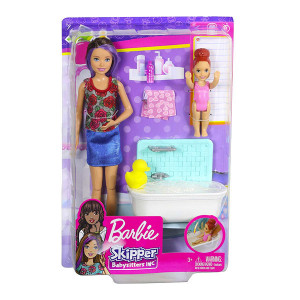 Papusa Barbie Skipper cu Babysitter si Bebelus
