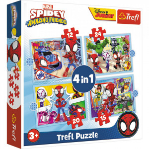 Puzzle Trefl 4 in 1 - Echipa Spidey, 12/15/20/24 piese