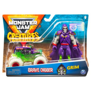 Set de Joaca Monster Jam- Masinuta Grave Digger si Grimm