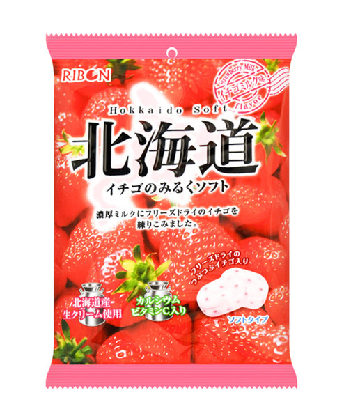 RIBON Hokkaido Strawberry Milk Soft Candy 60g