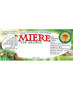 Eticheta miere de Mana cu 3 albine 115mm x 50 mm