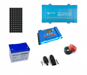Kit fotovoltaic solar Off-Grid cu panou de 115w cu invertor 250VA
