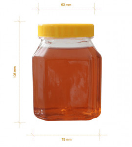 Borcan patrat din plastic 500g miere