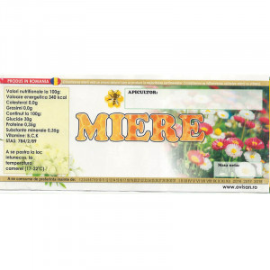 Eticheta borcan miere simpla cu flori 120mm x 50mm