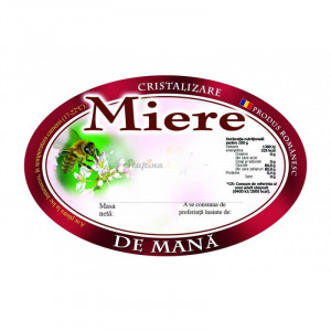 Eticheta miere de Mana rotunda 95X62 mm