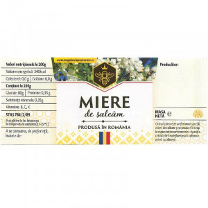 Eticheta borcan miere de Salcam cu motive traditionale 120mm x 52mm