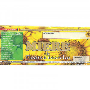 Eticheta borcan miere de Floarea Soarelui 120mm x 50mm