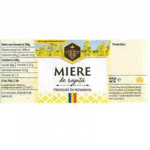 Eticheta borcan miere de Rapita cu motive traditionale 120mm x 52mm
