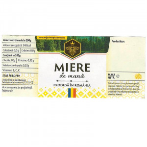Eticheta borcan miere de Mana cu motive traditionale 120mm x 52mm