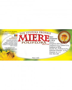 Eticheta miere Poliflora din Stupina proprie Nectar 115 x 50mm