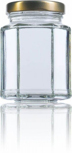 Borcan pentru marturii cu miere sau pentru laptisor de matca 120ml - Hexagonal