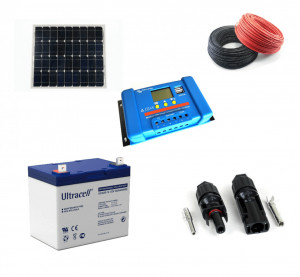 Kit fotovoltaic solar cu panou de 55w