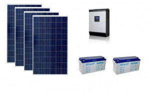 Kit fotovoltaic solar cu panouri de 1kw cu invertor Pur SInus 2400w