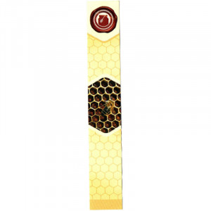 Sigiliu borcan miere 22mm x 142 mm galben cu albina pe fagure