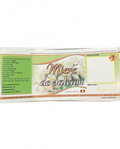 Eticheta borcan miere Salcam cu flori 120mm x 50mm