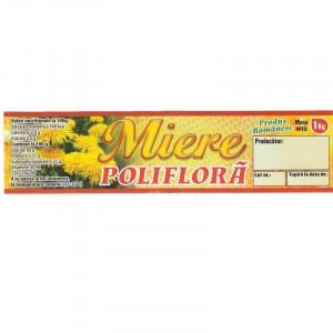 Eticheta borcan miere Poliflora 1kg 150mm x 37mm
