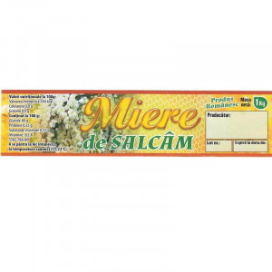 Eticheta borcan miere Salcam 1kg 150mm x 37mm