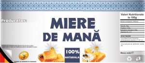Eticheta traditionala pentru borcan de miere de Mana 120mm x 52mm