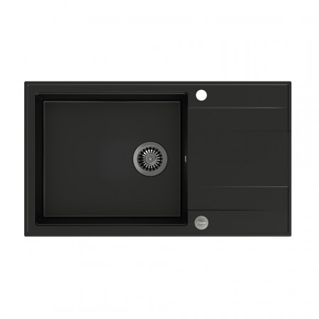 EVAN 136 XL Chiuvetă încastrată cu 1 vas cu scurgere + sifon economisește spațiu / carbon pur / elemente din oțel