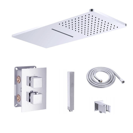 Set de duș termostatic crom, 3 funcții