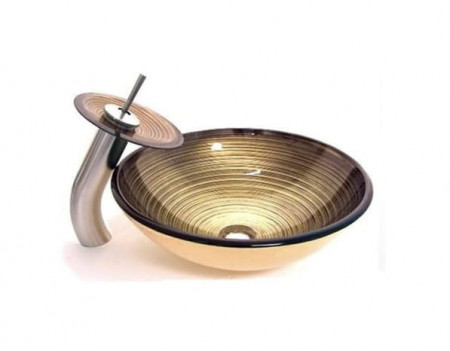 Lavoar Golden din sticla + accesorii