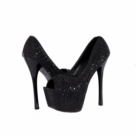 Pantofi cu toc cod YL411 Negri - Pantofi cu toc și platformă foarte înalte pentru dame care vă pot completa o ținută fresh în acest sezon. Incalțî-te cu această pereche de pantofi la modă și asorteaz-o cu pantalonii sau fusta preferată pentru a creea o ținută deosebită. - Deppo.ro