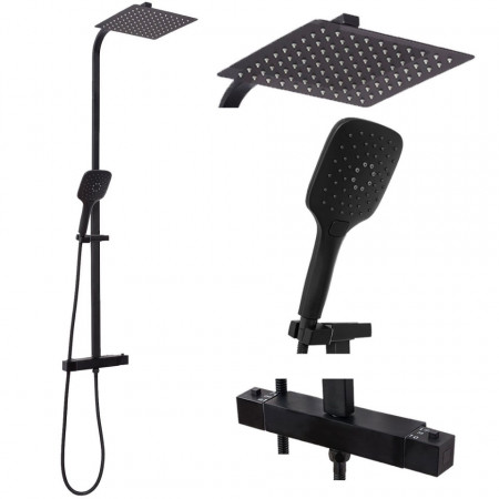 Set de duș cu termostat Platinia JET Black Mat