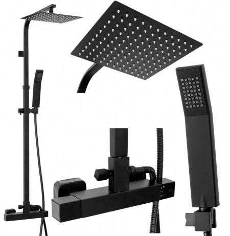 Set de dus Deppo Milan Termostat Black Mat