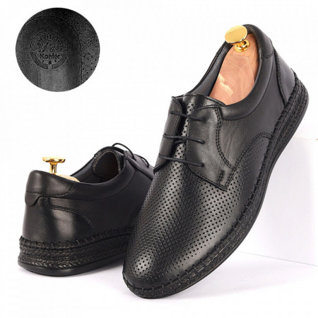 Pantofi din piele naturală cod 85021 Negri