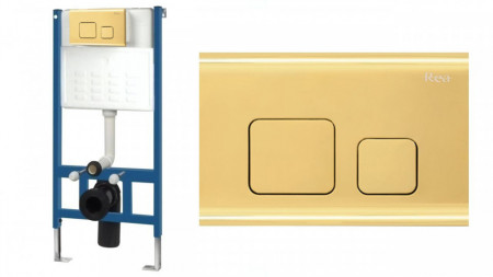 Set cadru pentru vasele de toaletă cu buton F Light Gold