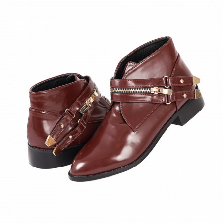 Botine Cecilia Bordo - Botine din piele ecologică cu închidere cu capse - Deppo.ro