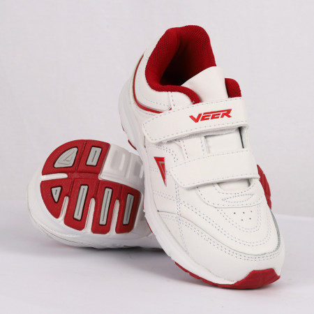 Pantofi sport pentru băieți cod 90232 Albi cu roșu