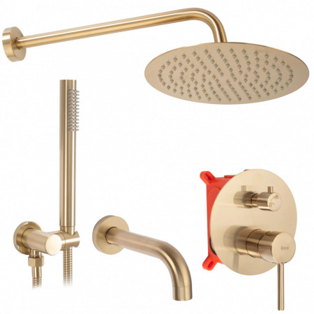 SET DE DUȘ INCASTRAT REA LUNGO BRUSH GOLD AURIU CU BOX