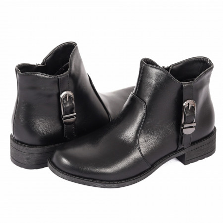 Botine Paloma Black - Botine din piele ecologică cu închidere cu fermoar - Deppo.ro