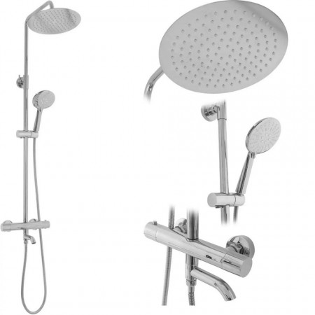 Coloana de dus cu termostat Lungo Crom