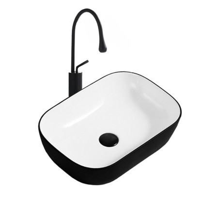 Lavoar pentru blat Tokyo negru alb 45,5x32x14 cm