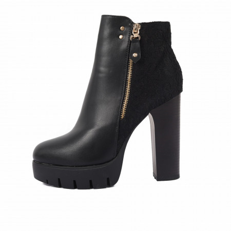 Botine cod A10074 Negre - Botine din piele ecologică cu toc înalt - Deppo.ro