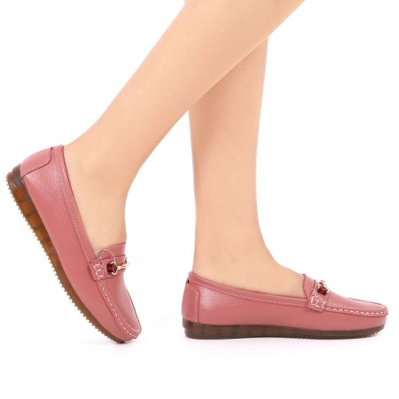 Pantofi din piele naturală cod 301 Roz - Pantofi roz pentru dame din piele naturală cu talpă flexibilă - Deppo.ro