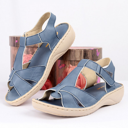 Sandale pentru dame din piele naturală cod 090 Albastru