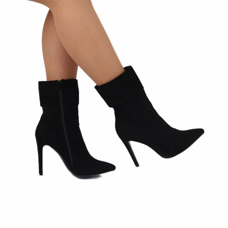 Botine cod JH88NX Negre - Botine din piele ecologică întoarsă, interior căptușit şi închidere cu fermoar - Deppo.ro