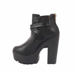 Botine cod 01JIA Negre - Botine din piele ecologică cu toc înalt - Deppo.ro
