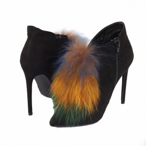 Botine Luana Black - Botine din piele ecologică întoarsă, interior uşor îmblănit şi închidere cu fermoar, toc de 11 cm - Deppo.ro