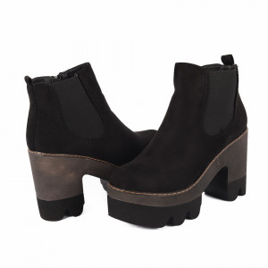 Botine Sasha Black - Botine din piele ecologică întoarsă cu interior căptușit şi închidere cu fermoar - Deppo.ro