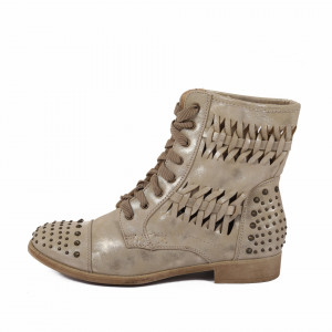 Ghete pentru dame cod 11S8737 Bej - Ghete din piele ecologică cu un model în stil texan - Deppo.ro